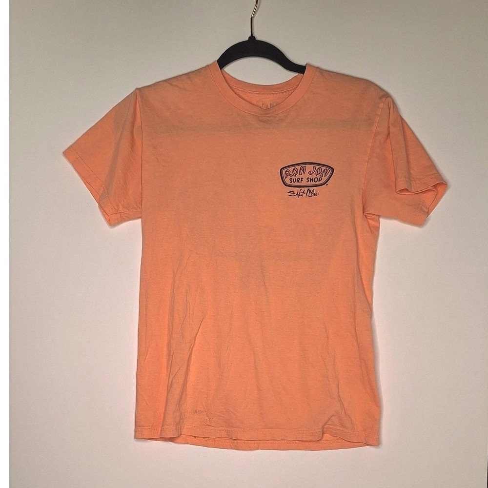 Salt Life Ron Jon Surf Shop Graphic T-Shirt Peach Orange Mens Small Marlin Tee